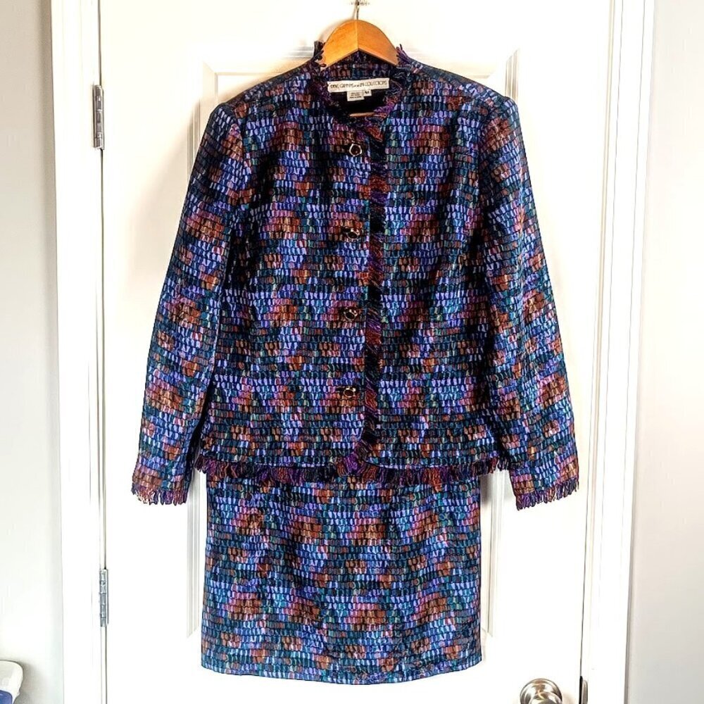 Vintage Anne Crimmins for Umi Collections Jewel Tone Silk Suit - Picture 2 of 9